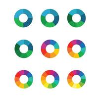 Circle pie chart. 4,5,6,7,8,9,10 11 12 sections or steps Flat process cycle Progress sectors on white background. vector
