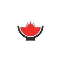 Logo bowl spicy soup red unique design with blank background vector
