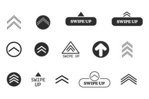 Swipe up slide arrow button, scroll ui icon. Interface simple sign, set of buttons for social media symbol. Swipe up, arrow up buttons vector
