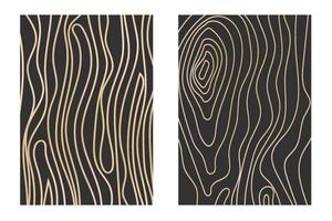 Golden thin line tree ring collection. Elegant gold wooden section texture circle. Topography map geographic grid contour. Wood stump timber. vector