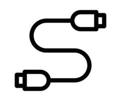 Black outline icon of a USB cable. Represents connectivity, technology, or data transfer. Editable stroke. vector