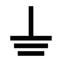 Grounding symbol icon in bold black outline. Illustration representing electrical grounding and safety. Editable stroke. vector