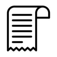 Black outline icon of a receipt or bill, representing payment, expenses, or financial transactions in commerce and accounting. Editable stroke. vector