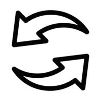 Two bold sync arrows in a circular shape. Illustration symbolizing synchronization or data exchange. Editable stroke. vector