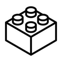 Minimalistic building block icon in bold black outline. Illustration representing toys, construction, and creativity. Editable stroke. vector