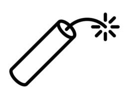 Dynamite stick with a lit fuse icon in black outline. Illustration symbolizing danger, explosion, or power. Editable stroke. vector