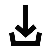 Bold download arrow icon in black outline. Illustration symbolizing downloading, data transfer, or saving. Editable stroke. vector