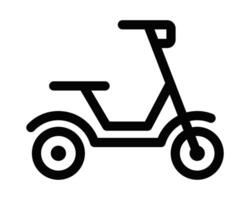 Simple black outline icon of a scooter, representing mobility, transportation, and eco-friendly commuting in urban areas. Editable stroke. vector