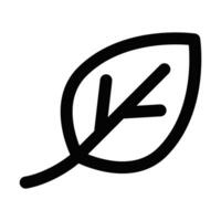 Black outline icon of a leaf with a diagonal line through it. Represents eco-friendly, nature, or environmental concepts. Editable stroke. vector