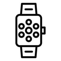 Smartwatch icon with multiple dots in black outline. Illustration representing apps, notifications, or digital interface. Editable stroke. vector