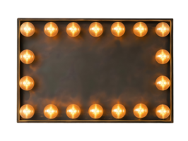 retro billboard with electric light bulbs surrounding the border on isolated background perfect for halloween events, party posters, and vintage signage png