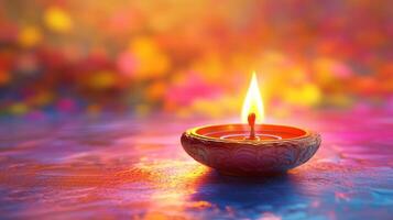 Diya Candle with Bokeh Background photo
