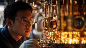 Scientist Working with Advanced Lab Equipment. Research and Development Concept photo