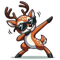 Cool Cartoon Reindeer Dabbing in Sunglasses with a Fun Attitude vector