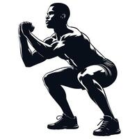 a silhouette of a man squatting down vector