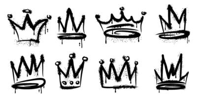 Graffiti style spray painted crown icon with dripping effect. illustration on a white background vector