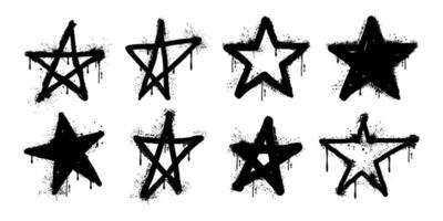 Graffiti style spray painted star icon with dripping effect. illustration on a white background vector