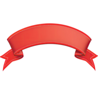 Red ribbon banner with a stitching effect, illustration on a Transparent background. png