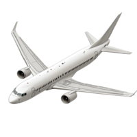 A white airplane is flying in the air, isolated on a Transparent background. png
