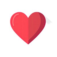 simple flat red heart icon on a Transparent background, png