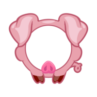 Round pig frame, cartoon avatar for ui games. Empty animal frame for your kids decor, print or stickers. png
