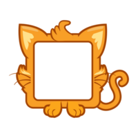 Square cat frame, cartoon avatar for ui games. Empty animal frame for your kids decor, print or stickers. png