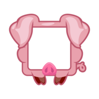 Square pig frame, cartoon avatar for ui games. Empty animal frame for your kids decor, print or stickers. png