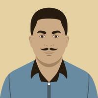 Minimalist portrait of a man with a mustache in flat style vector
