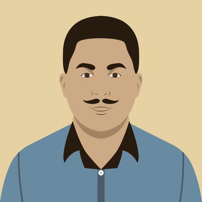 Minimalist portrait of a man with a mustache in flat style