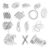 Scribble doodle set. Ink brush stroke element in black vector