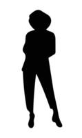 Silhouette of a woman standing with folded arms in casual pose vector