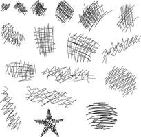 Scribble doodle set. Ink brush stroke element in black vector