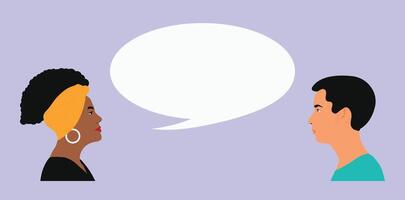 Conversation between two people with empty speech bubble vector