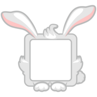 Cute square bunny or rabbit frame. Cartoon avatar for UI games. Empty animal frame for your kids decor, print or stickers. png