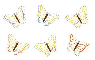Set of colorful butterflies. Collection of butterflies. Tracing contours. vector