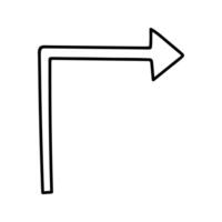 Doodle arrow with right turn vector