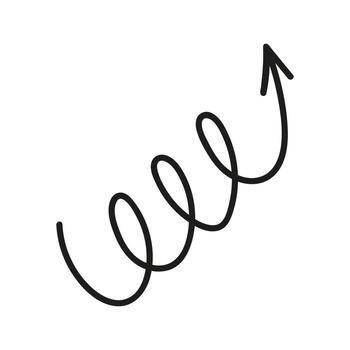 Twisted line arrow up with loop doodle vector
