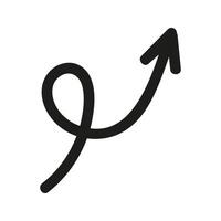 Twisted loop line arrow doodle. Hand drawn element for navigation and presentations. vector