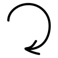 Line arrow doodle turning back in a circle vector