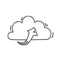 Cloud data doodle with arrow up vector