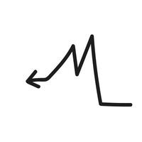 Cardio graph arrow doodle turn back. Hand drawn element. vector