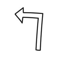 Doodle arrow silhouette with left turn vector