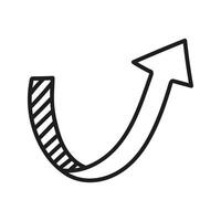 Doodle arrow up with turn and shadow Illustration. Hand drawn element vector