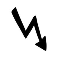 Angular arrow in lightning shape, doodle silhouette vector