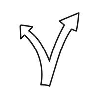 Doodle arrow silhouette with the fork before the turn vector