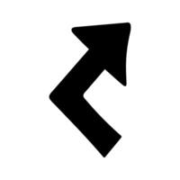 Doodle black arrow silhouette Illustration with up direction with turn right vector