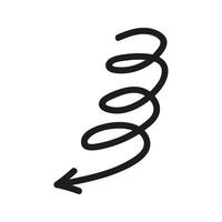 Swirl line arrow with loop doodle. Hand drawn element vector