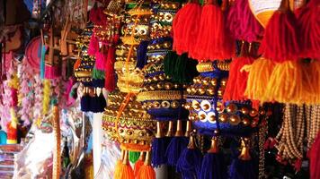 Colorful decorative items displayed in a shop photo