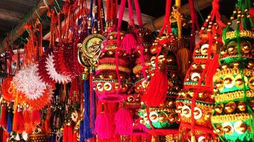 Colorful decorative items displayed in a shop photo