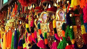 Colorful decorative items displayed in a shop photo
